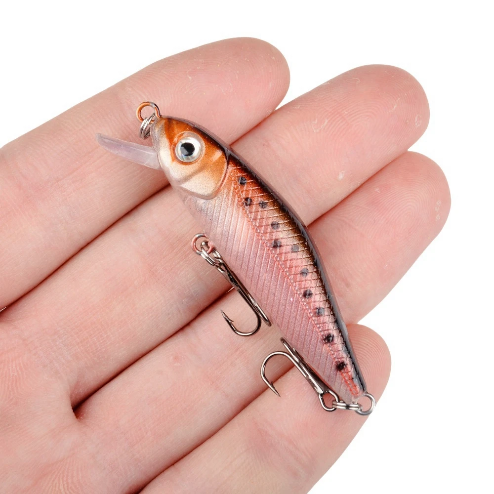 1 Uds señuelo de pesca Minnow 6cm 4,6g cebo Artificial duro flotante Crankbait Wobblers ojos 3D lubina Lucio carpa aparejos de pesca - imagen 5