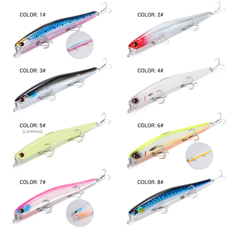 NOEBY Minnow Señuelos de Pesca 150mm 23g flotante Slim Wobblers Shore Casting cebo duro Artificial lubina Señuelos de Pesca de Agua Salada - imagen 3