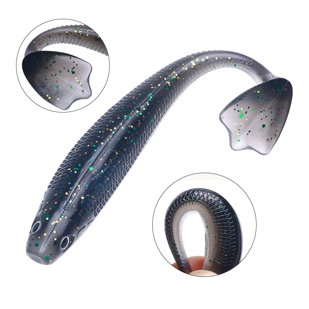 6 unids/bolsa Softbait con cola en T pez trucha y lubina señuelo de pesca cola de pata de pato cebo Artificial para pesca en agua dulce y salada - imagen 2