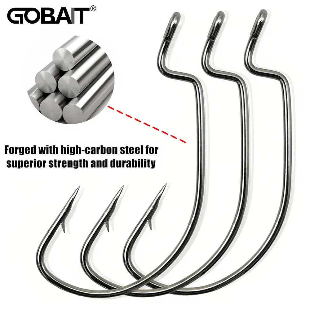 Anzuelos Offset Wide Gap para Texas Rig – Con púas, acero carbono - imagen 2