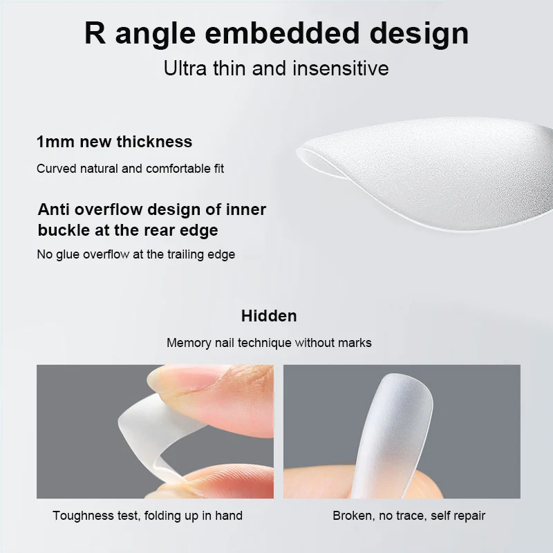 Uñas postizas mate sin huellas, uñas postizas sin pulir, diseño medio corto, puntas de uñas de Gel suave mate alto para extensión - imagen 3