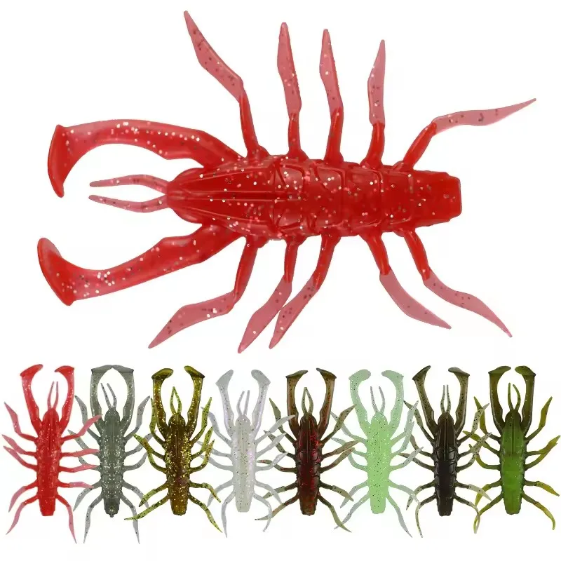 WEIHE-señuelo Artificial de camarón suave, anzuelo auxiliar, 8 colores, 5 piezas, 1,3g/3,5 cm, 5,5g/7cm