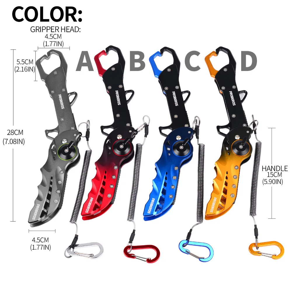 Pinza de labio de pescado, controlador de pescado plegable de aleación de aluminio, herramienta de pesca con abrazadera de pescado grande, alicates multifuncionales, cuerda de mano - imagen 3