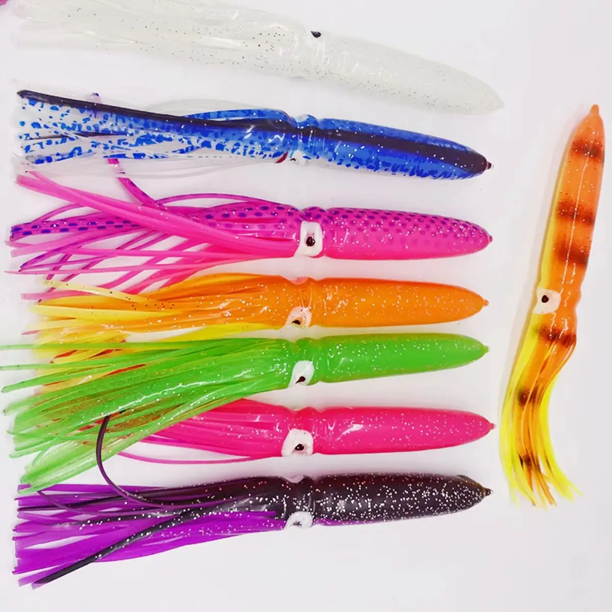 Señuelo de faldas de calamar de repuesto, 22cm, Marlin, atún, Wahoo, gran juego, señuelo de pesca en alta mar, cebo suave para falda de pulpo - imagen 3