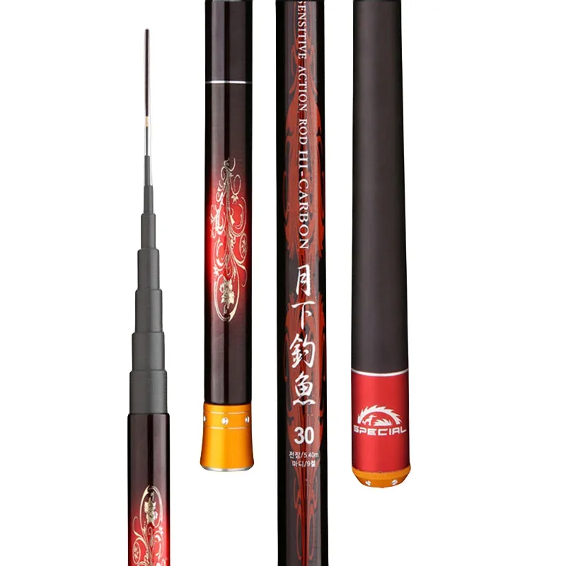 Caña de pescar telescópica ultraligera, alimentador de carpa de agua dulce de fibra de carbono, 3,6/4,5/5,4/6,3/7,2 m, caña de pescar de invierno - imagen 3