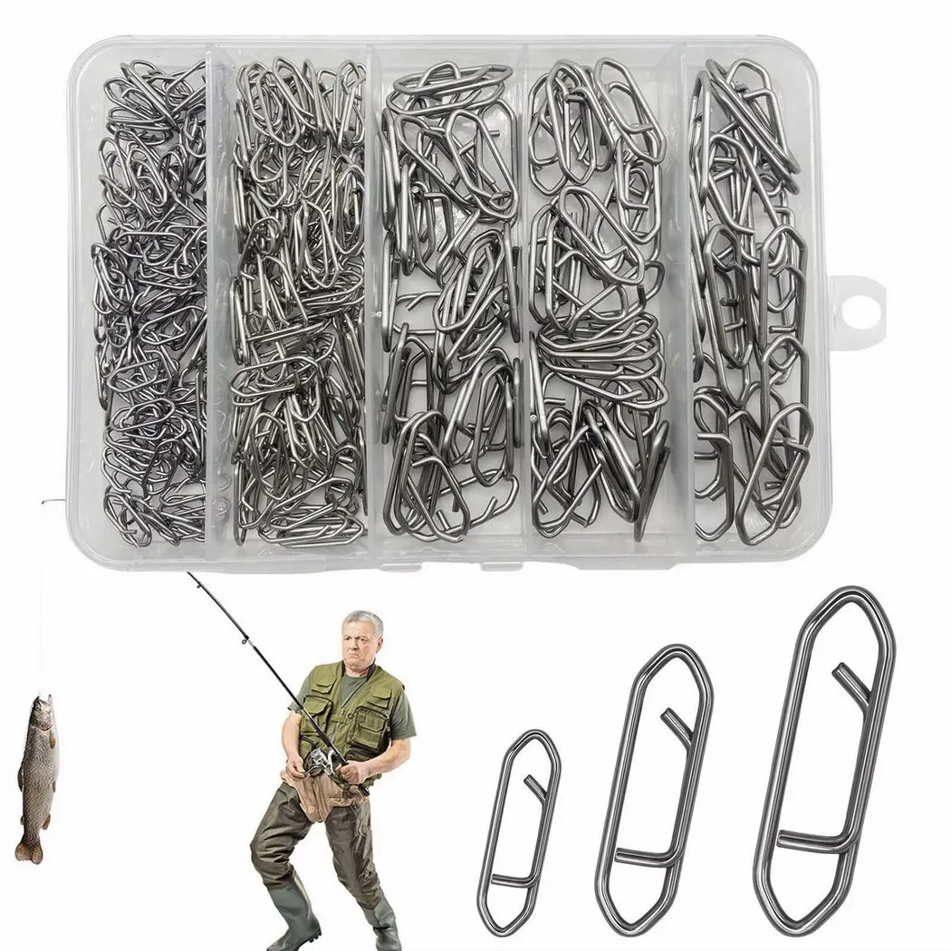 260 unids/caja Vissen Clips barril giratorio aparejos Snelle Snap pesca Opknoping Snap Draagbare multipacks Accesorios de Pesca