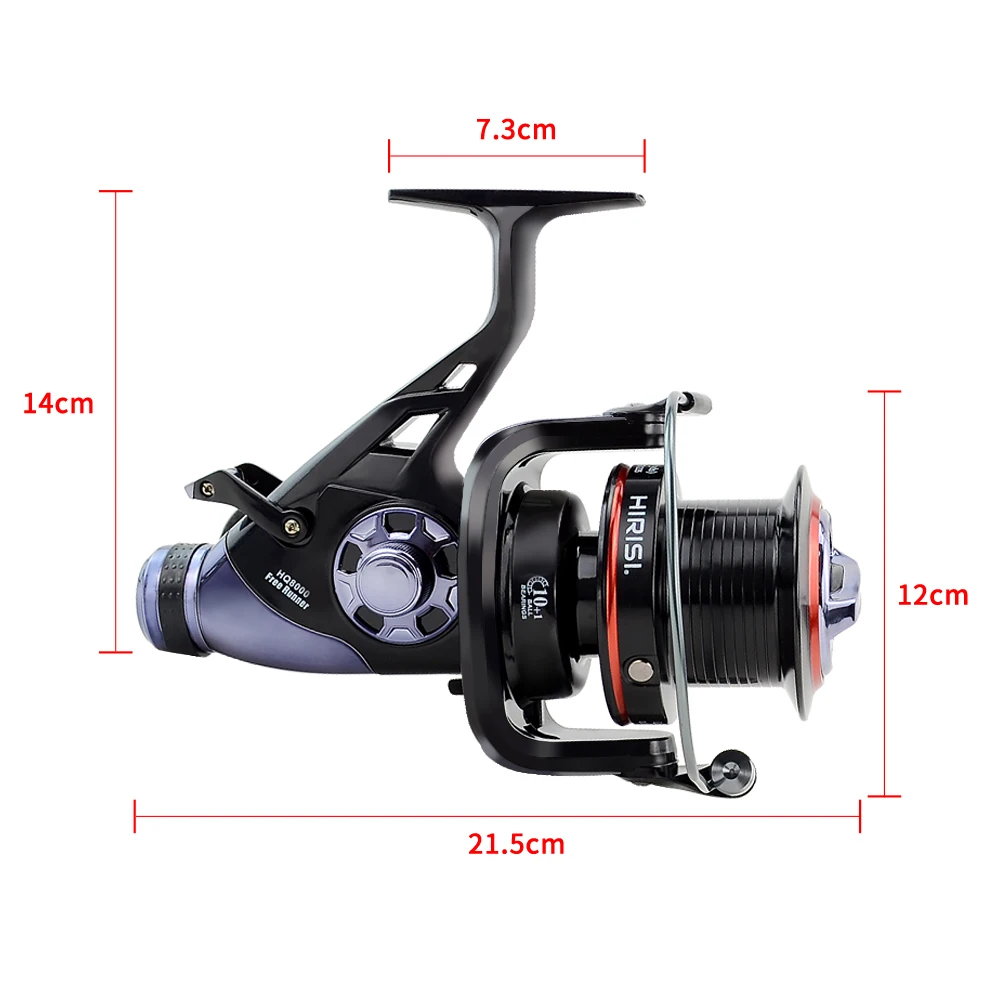 Hirisi carretes de pesca de carpa, alimentador de freno doble con carrete giratorio Extra gratis, HQ8000 - imagen 2