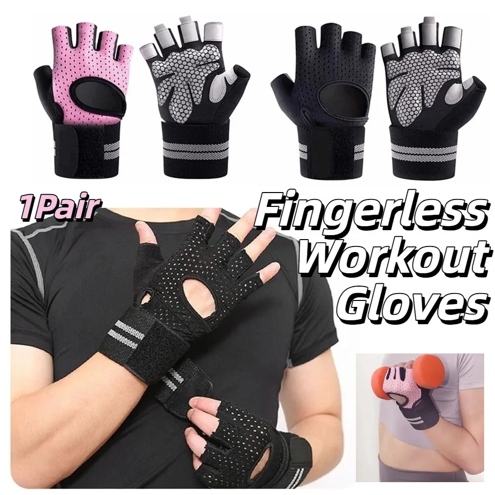 Guantes de entrenamiento sin dedos de medio dedo, almohadilla antideslizante transpirable, guantes sin dedos para hombre, guantes de ciclismo resistentes al desgaste a prueba de golpes - imagen 4
