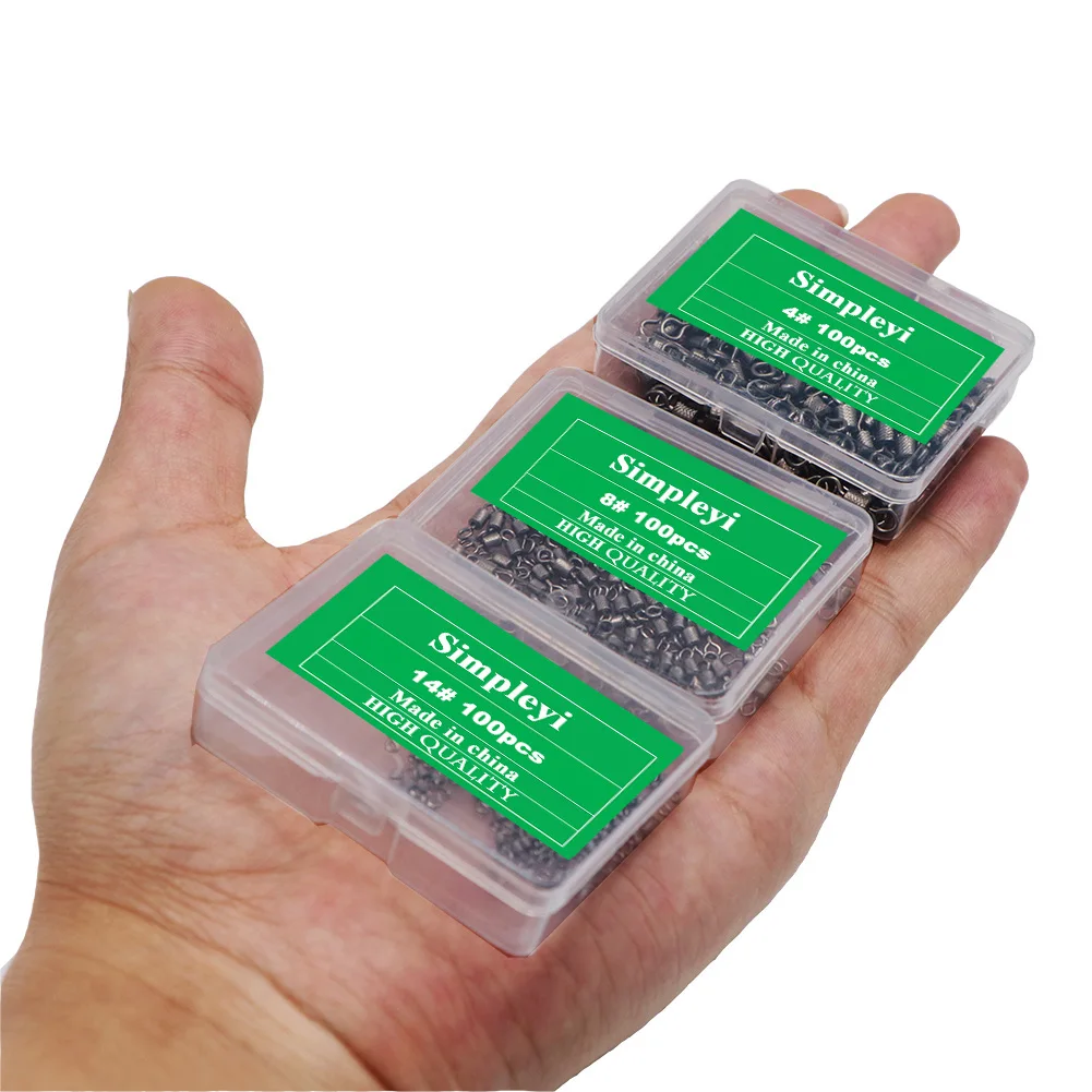 Accesorios de pesca giratorios de acero inoxidable, Conector de anzuelo de mar, herramienta de pescado, 8 tamaños, 50-100 unids/lote por caja - imagen 5