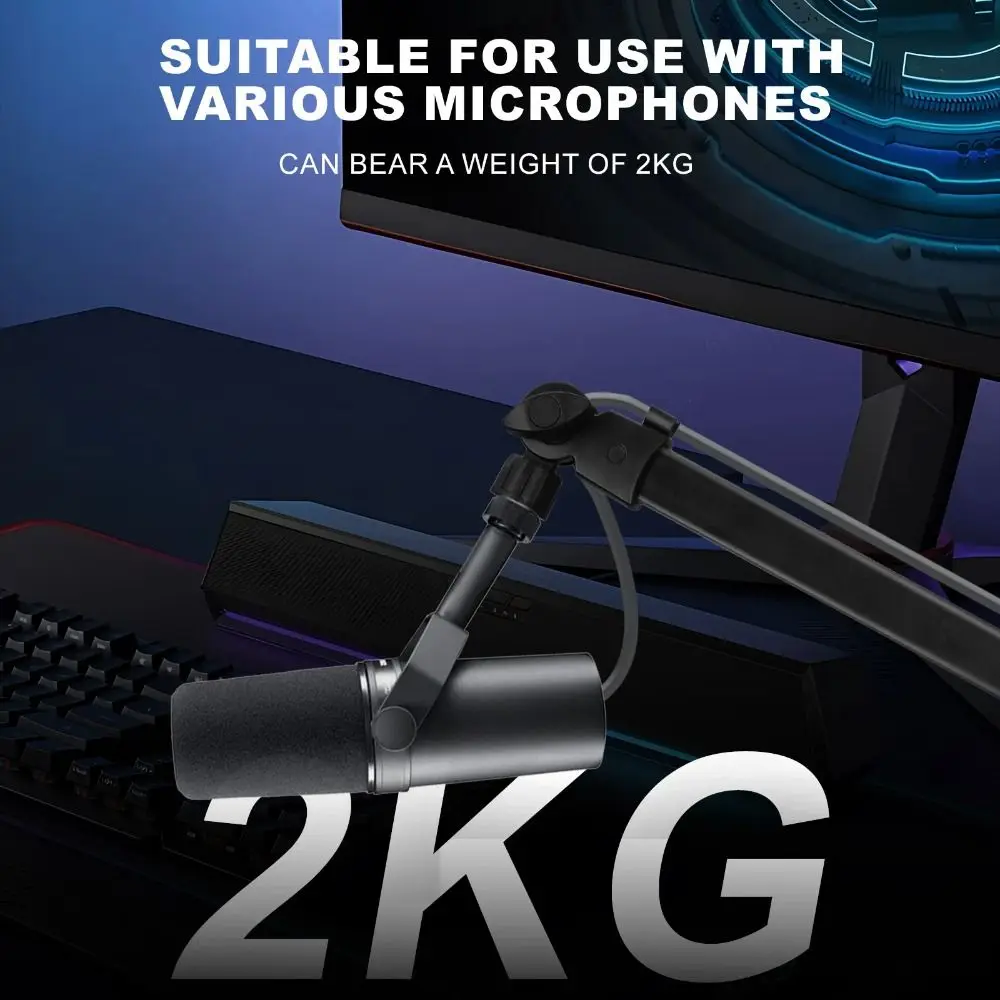 Grado profesional 360 ° Brazo de brazo de micrófono de rotación, soporte de escritorio Universal resistente, brazo ajustable, soporte de micrófono para Podcasting - imagen 4