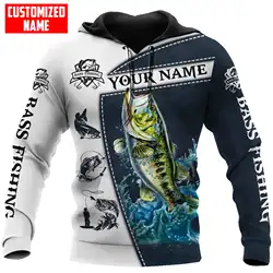 Bass Jumping Art pesca personalizar nombre 3D impreso hombres Sudadera con capucha y sudadera otoño Unisex cremallera sudaderas con capucha ropa deportiva Casual KJ869