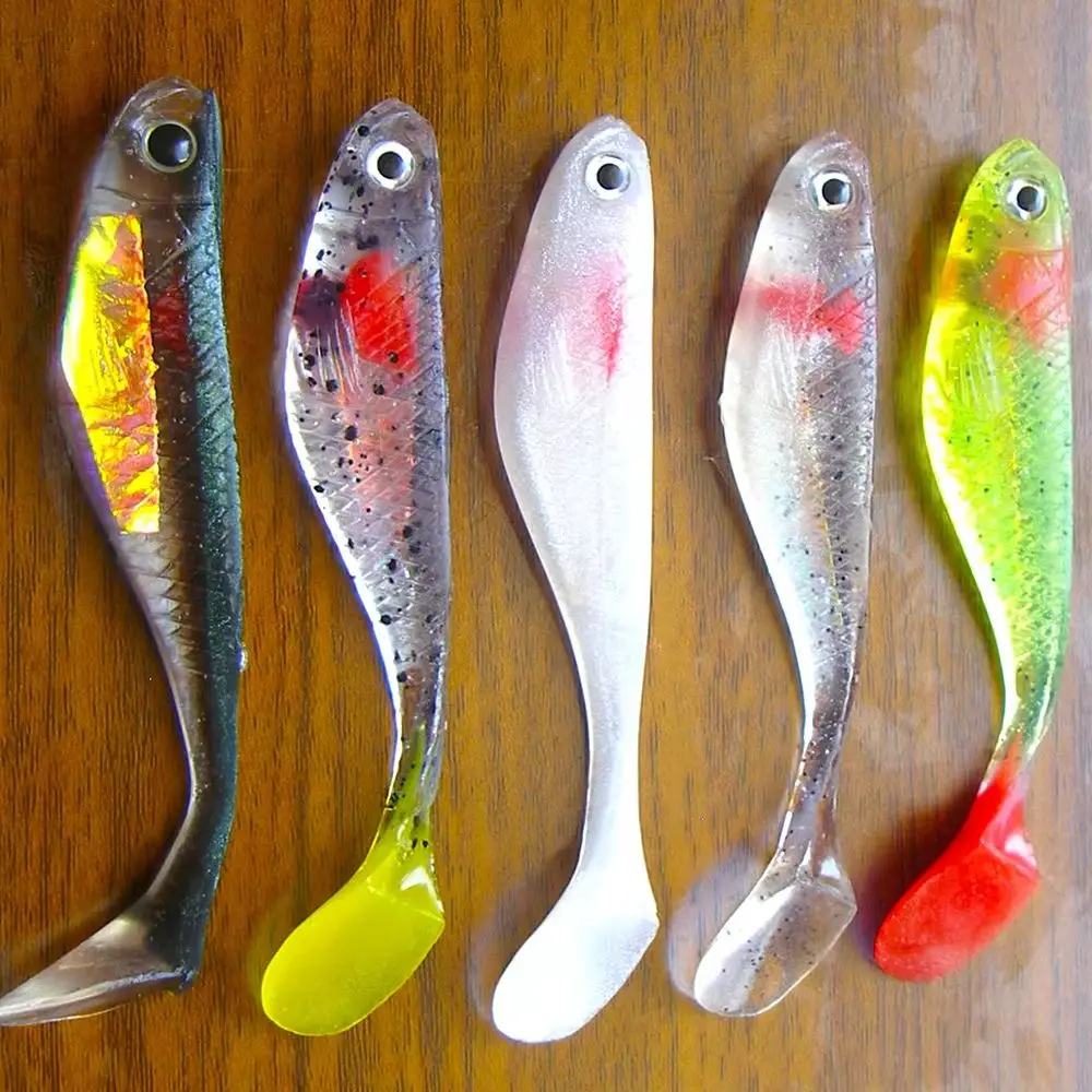8,8 cm/5g Softbait 5 uds pesca en agua dulce salada señuelos blandos gusanos de pececillo de silicona Wobblers cebo Artificial aparejos de lubina plantillas - imagen 3