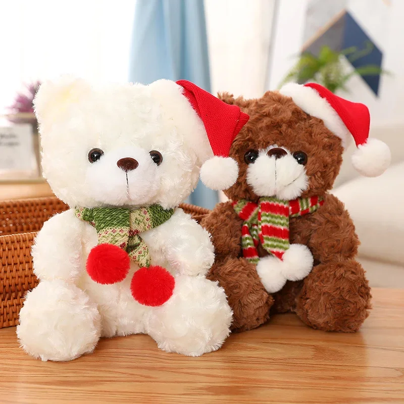 Oso de peluche con sombrero de Navidad para niños, muñecos de peluche suaves, bonitos, regalos de cumpleaños y Navidad, 23CM - imagen 4