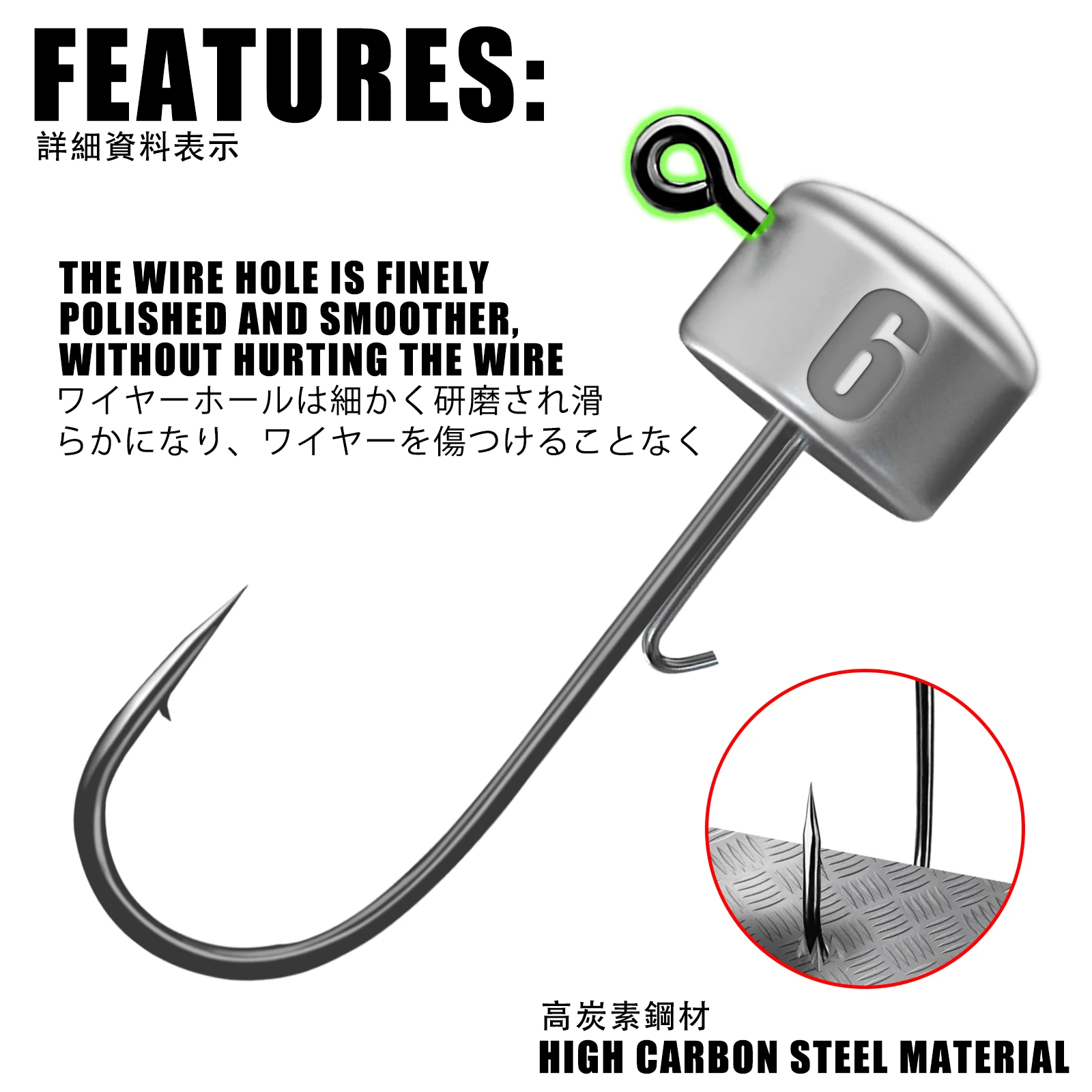 Ned Rig Jig cabezas anzuelos de Pesca 1,8-6g vaso Ajing para señuelo de gusano suave lubina Pesca Rockfish Lucio trucha Accesorios - imagen 4