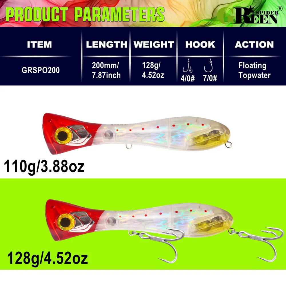 Popper – Señuelo duro flotante para pesca de superficie en mar