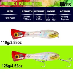 Popper – Señuelo duro flotante para pesca de superficie en mar