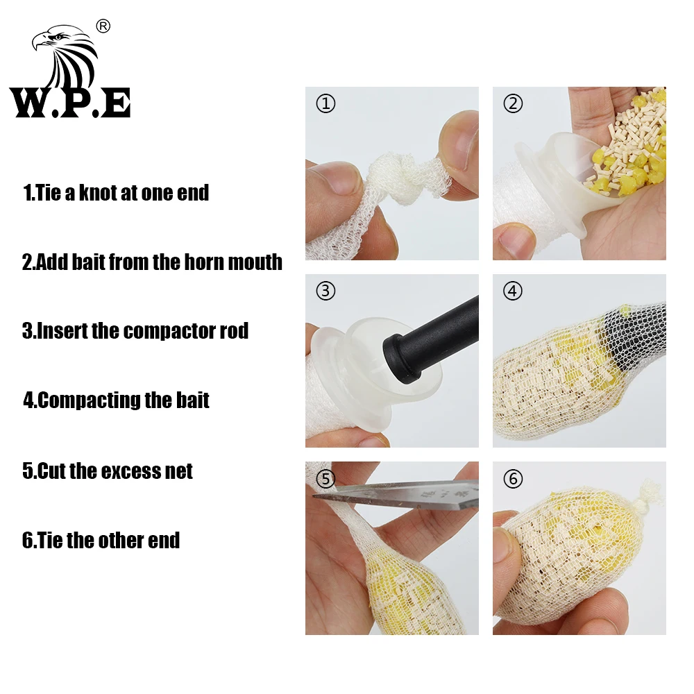 W.P.E-Malla de Pesca de carpa, 1 piezas, PVA, tubo de 7m, 16mm/22mm/28mm /34mm, recarga soluble en agua, red de malla para cebo de Pesca de carpa - imagen 5