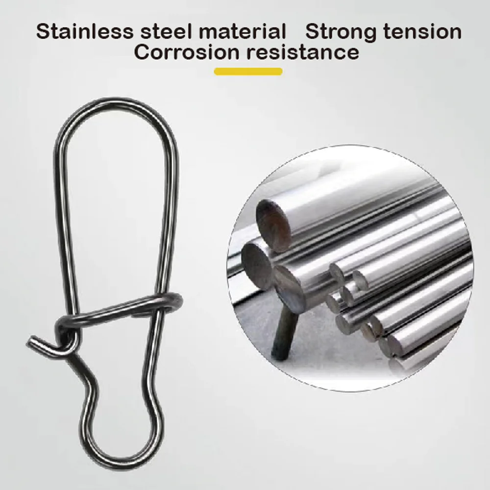 Gancho de seguridad giratorio de barril de Pesca de acero inoxidable, enganchado a presión, 50 piezas, accesorios de señuelo, conector - imagen 4