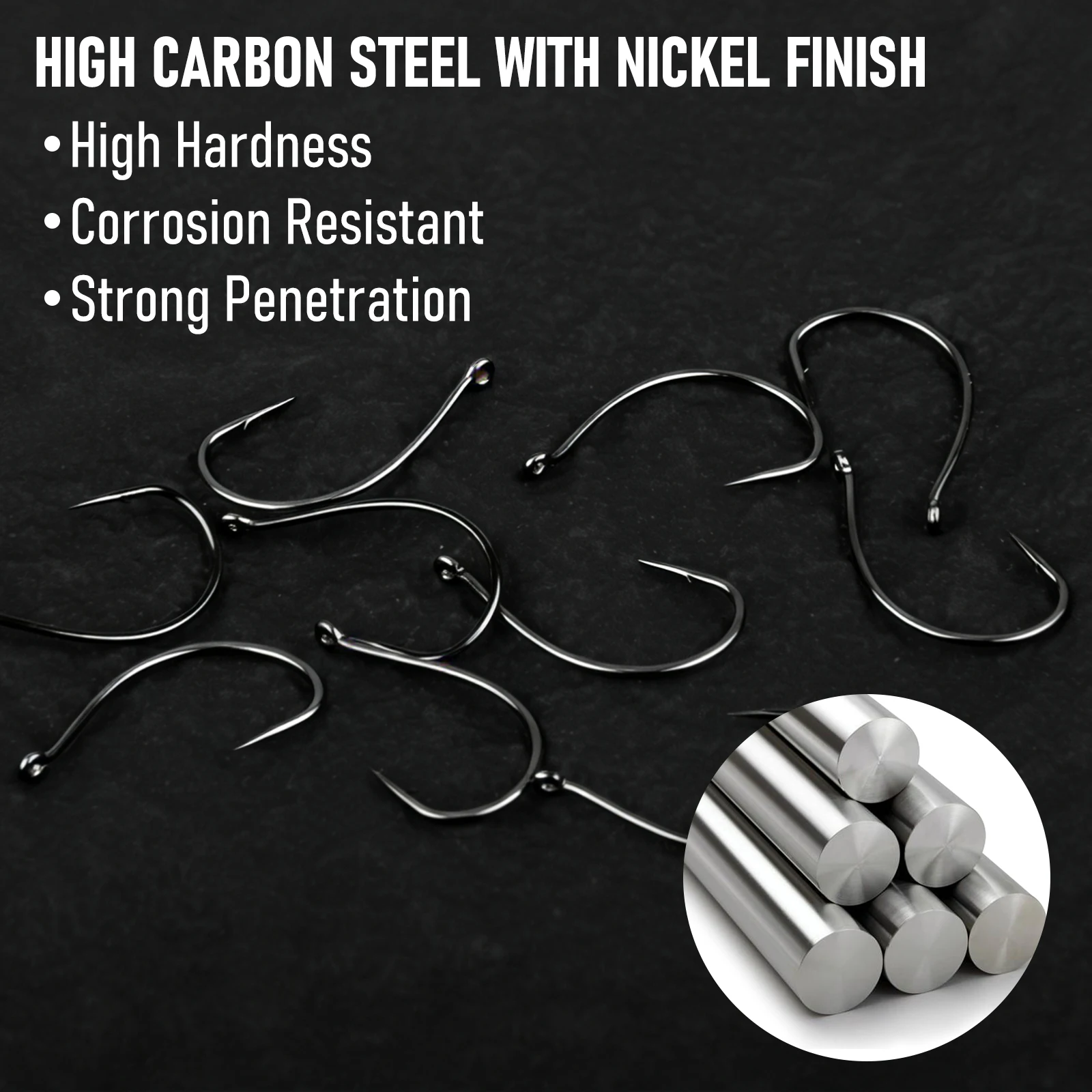 50 unids/caja anzuelo de aparejo loco, anzuelo de aparejo de tiro, anzuelo de pesca de lubina, anzuelo de gusano con púas para aparejo Neko, lubina, agua dulce y salada - imagen 5