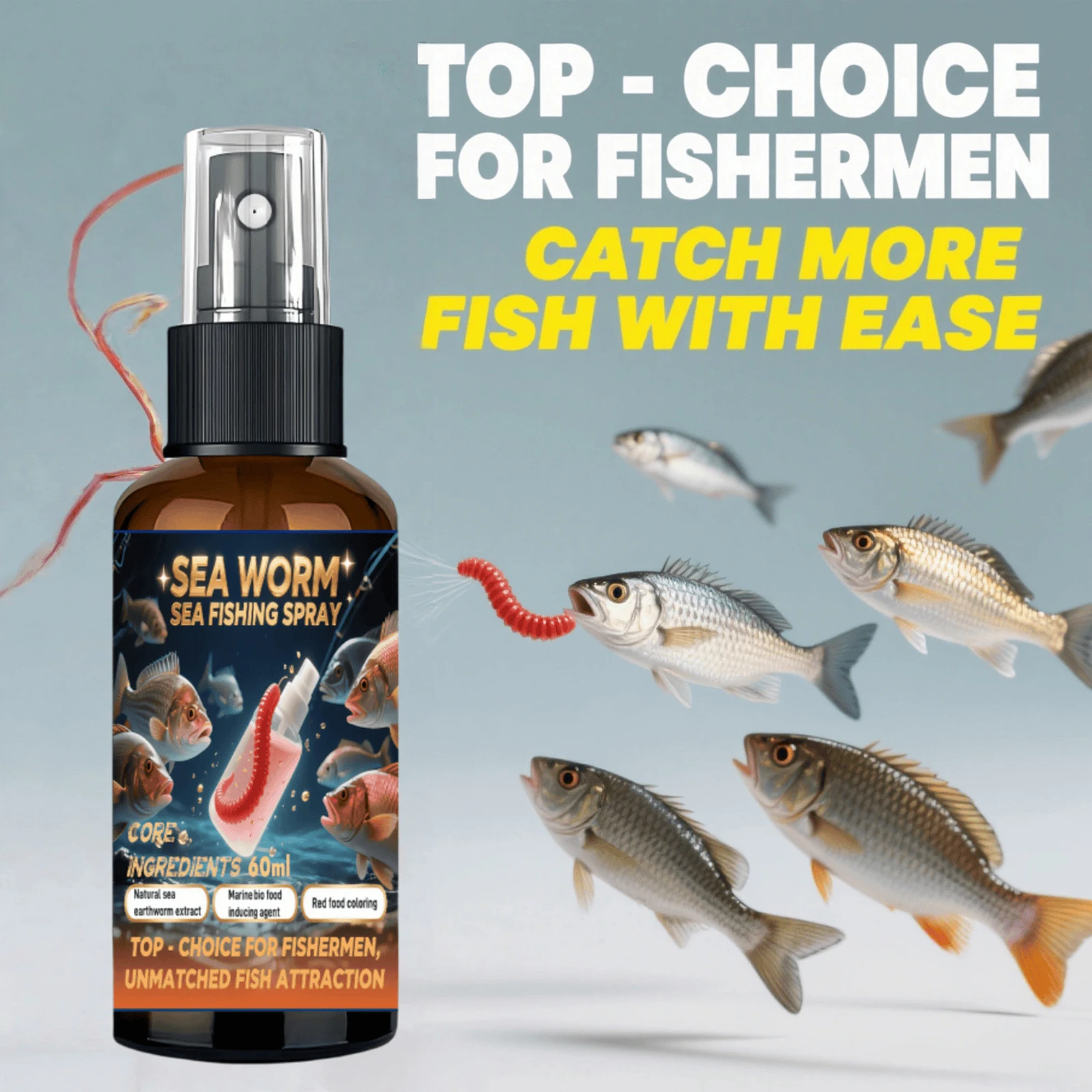 Atrayente de pesca de 60ml, fuerte Aroma de pescado, aditivo rápido para la aggregación de peces, señuelo de pescado concentrado líquido para pesca en hielo en invierno - imagen 2