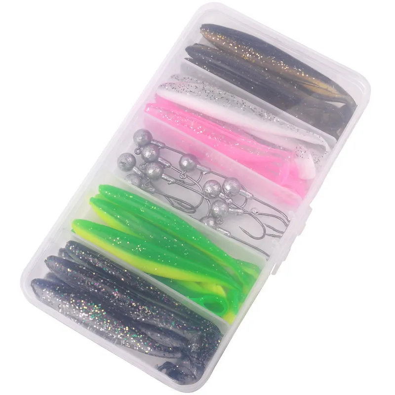 Swimbait biónico de gusano blando, manivela de pesca para agua dulce y salada, aparejos de gancho con diseño de cola en T realista, 35 piezas - imagen 2