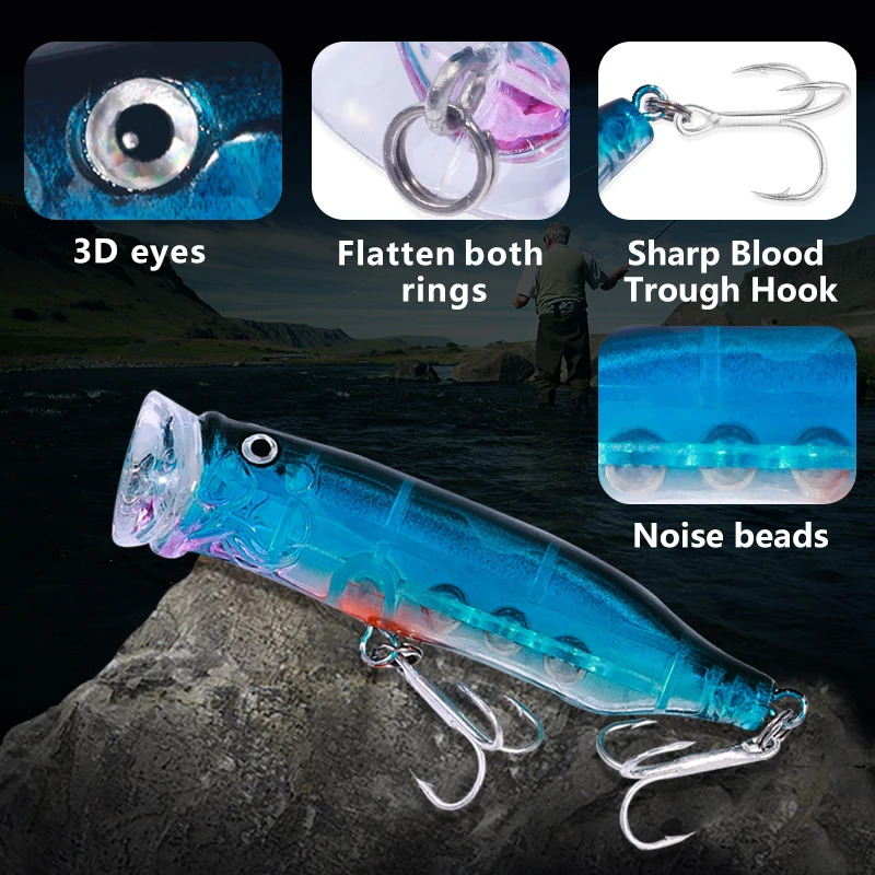 Newup-señuelo Popper Topwater para pesca, Lucio y perca, 7,2 Cm, 9,4G, cebo Artificial, Wobblers, caminar al perro, pesca con ruedas - imagen 5