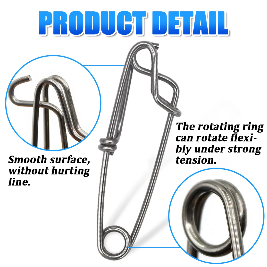 FishTrip-Clips a presión para pesca palangre, flotador de acero inoxidable, atún, palangre, tiburón, perchas de ramas palangre, broche plateado - imagen 3
