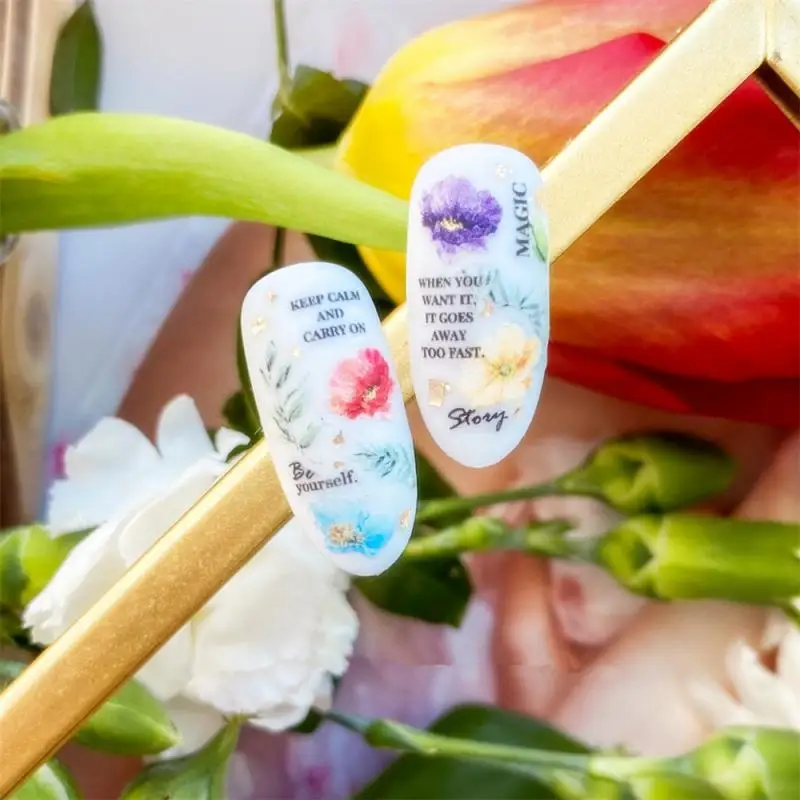 Calcomanías para decoración de uñas, adhesivos decorativos para puntas completas de frutas de primavera, peonía, flores de Magnolia, pegamento trasero - imagen 5