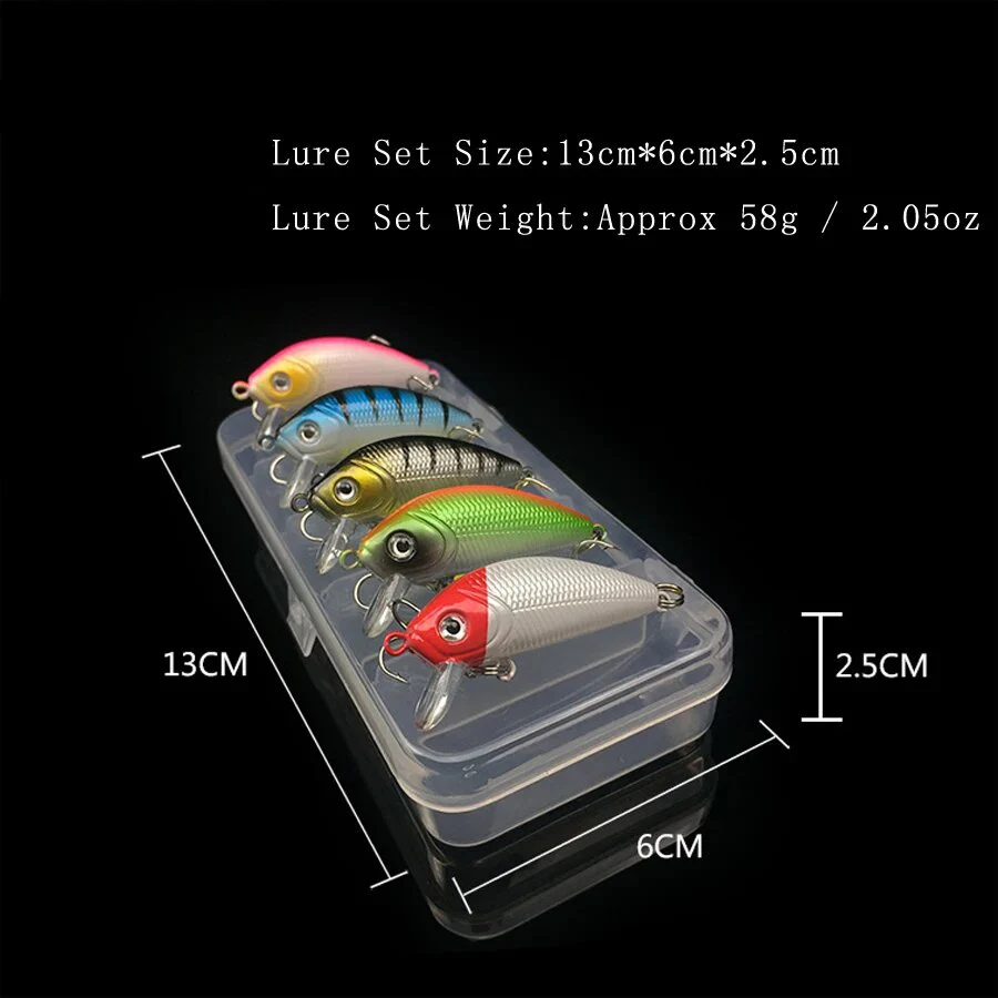 Juego de Señuelos de Pesca, 5 Piezas, 5 cm, 3.7 g, Señuelo Artificial Duro Tipo Minnow, Anzuelos, Plástico, Pesca, Isca, Jerkbait Flotante - imagen 5
