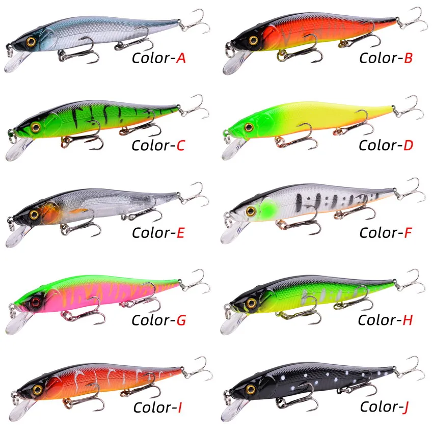 Señuelo Minnow flotante con ojos 3D y anzuelos triples - imagen 4