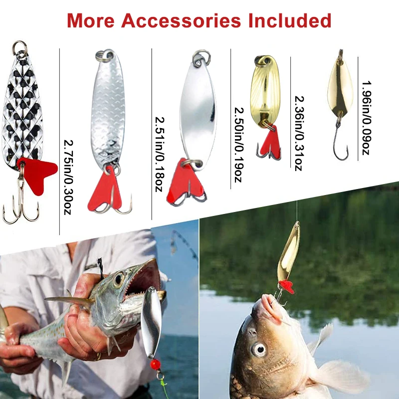 10 unids/set oro y plata plantilla de Metal cuchara Spinner señuelo de pesca Wobbler juego de cebo con caja de aparejos de pesca Kit para pesca - imagen 3