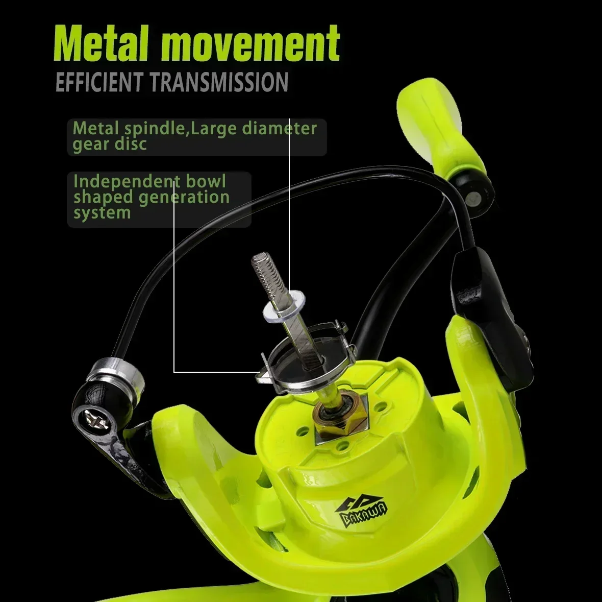 BAKAWA 1000 2000 3000 Series carretes de Pesca giratorios línea de Metal taza Pesca 5,2: 1 rueda de carpa para aparejos de agua dulce y de mar - imagen 5