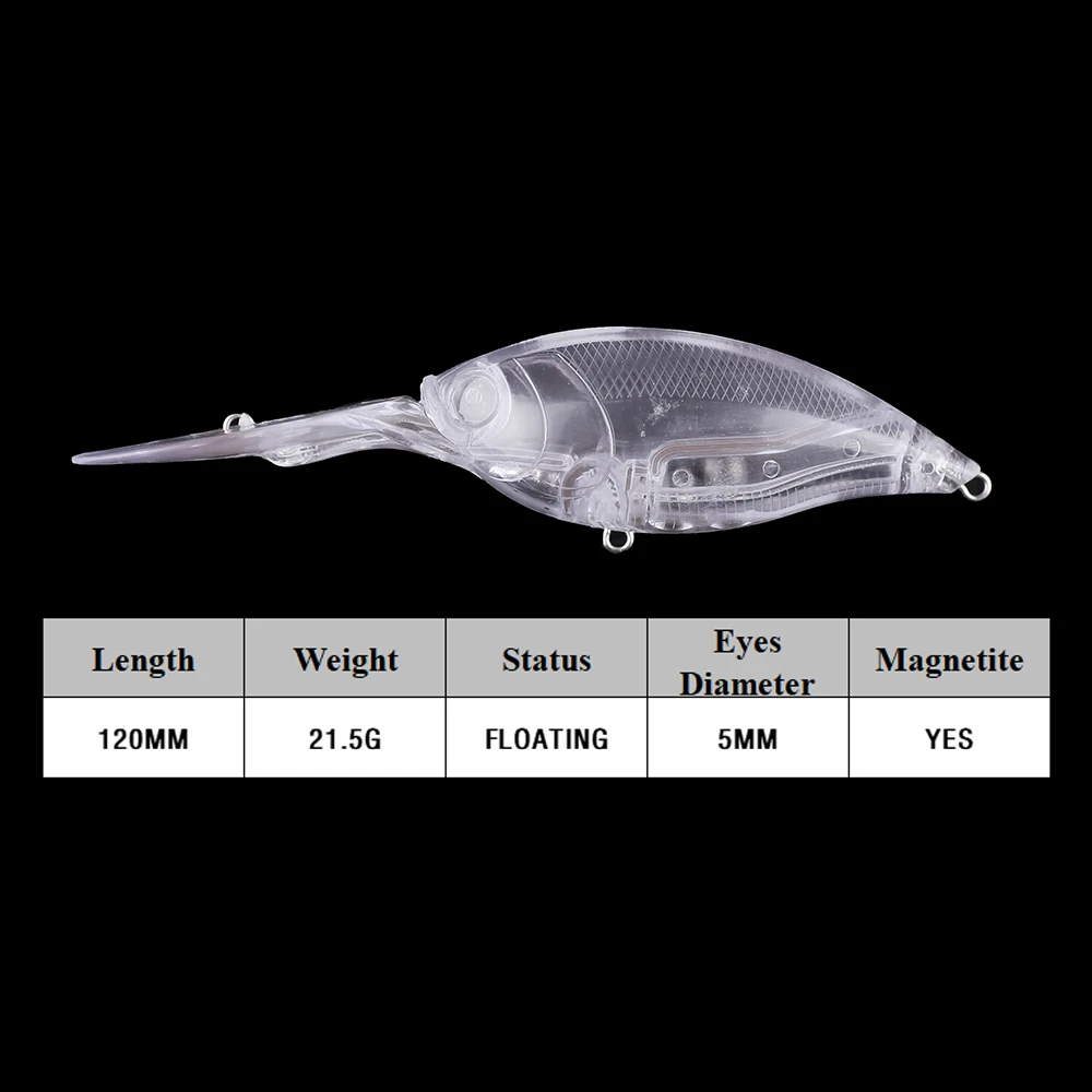 Chan'sHuang-señuelo de pesca Artificial, cebo en blanco sin pintar de 20 piezas, 120mm, 21,5g, imán de aguas profundas en el interior - imagen 2