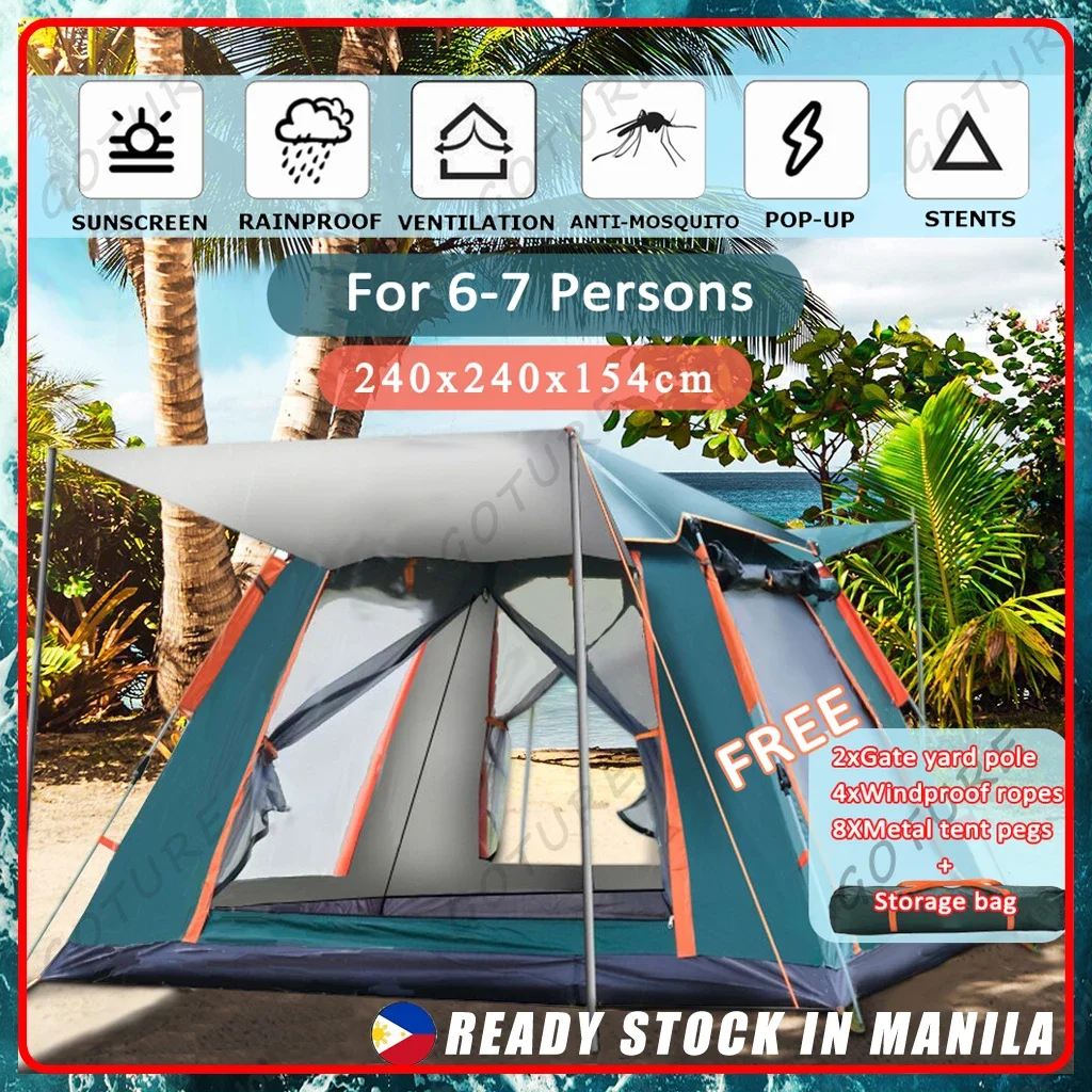 Goture-tienda de campaña portátil para exteriores, tienda automática plegable para 2-6 personas, pesca en la playa, parque de viajes familiares, sombra Anti-UV - imagen 4