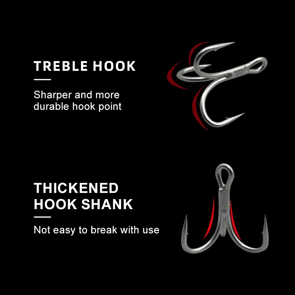 THORFORCE-anzuelo triple de pesca, 10 Uds., anzuelos triples de acero rico en carbono, pesca de trucha, accesorios afilados de pesca de agua dulce y salada - imagen 3
