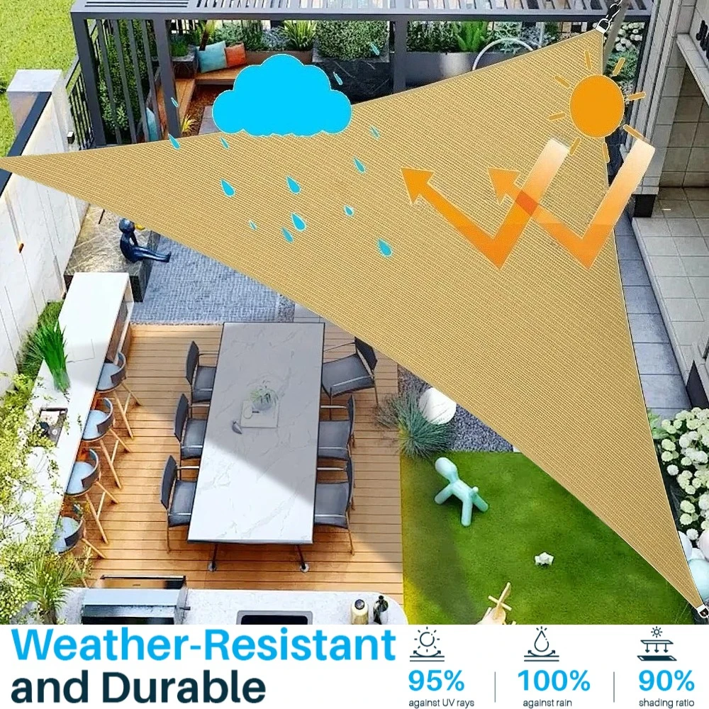 5x5x5/2x2x2M impermeable refugio solar triángulo sombrilla protección al aire libre dosel jardín Patio piscina sombra vela toldo sombra tela - imagen 2