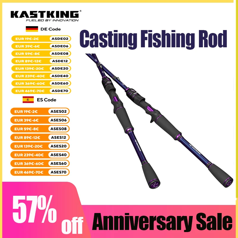 Caña de pescar de fundición giratoria de carbono KastKing Royale Legend III con caña de Baitcasting de 2,13 m y 2,4 m para pesca de Lucio - imagen 5
