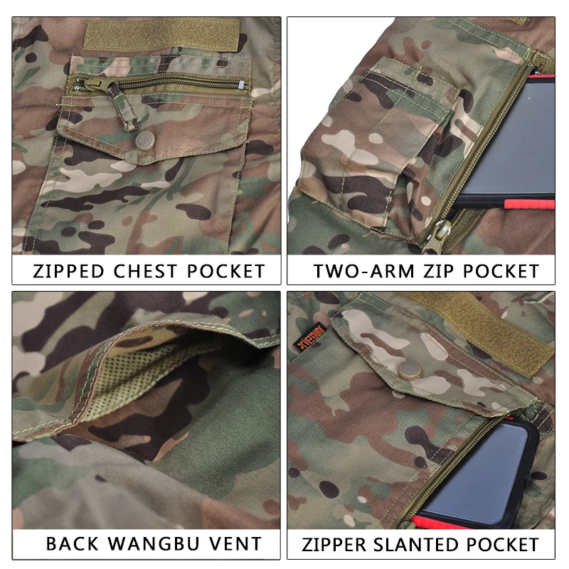 Traje de camuflaje para hombre, ropa táctica de combate del Ejército, uniformes militares Airsoft, traje de caza Multicam, trajes de verano, ropa de caza - imagen 4