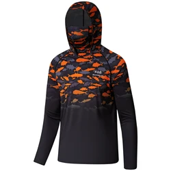 BASSDASH Youth Camiseta UPF 50+ con capucha – Protección solar pesca