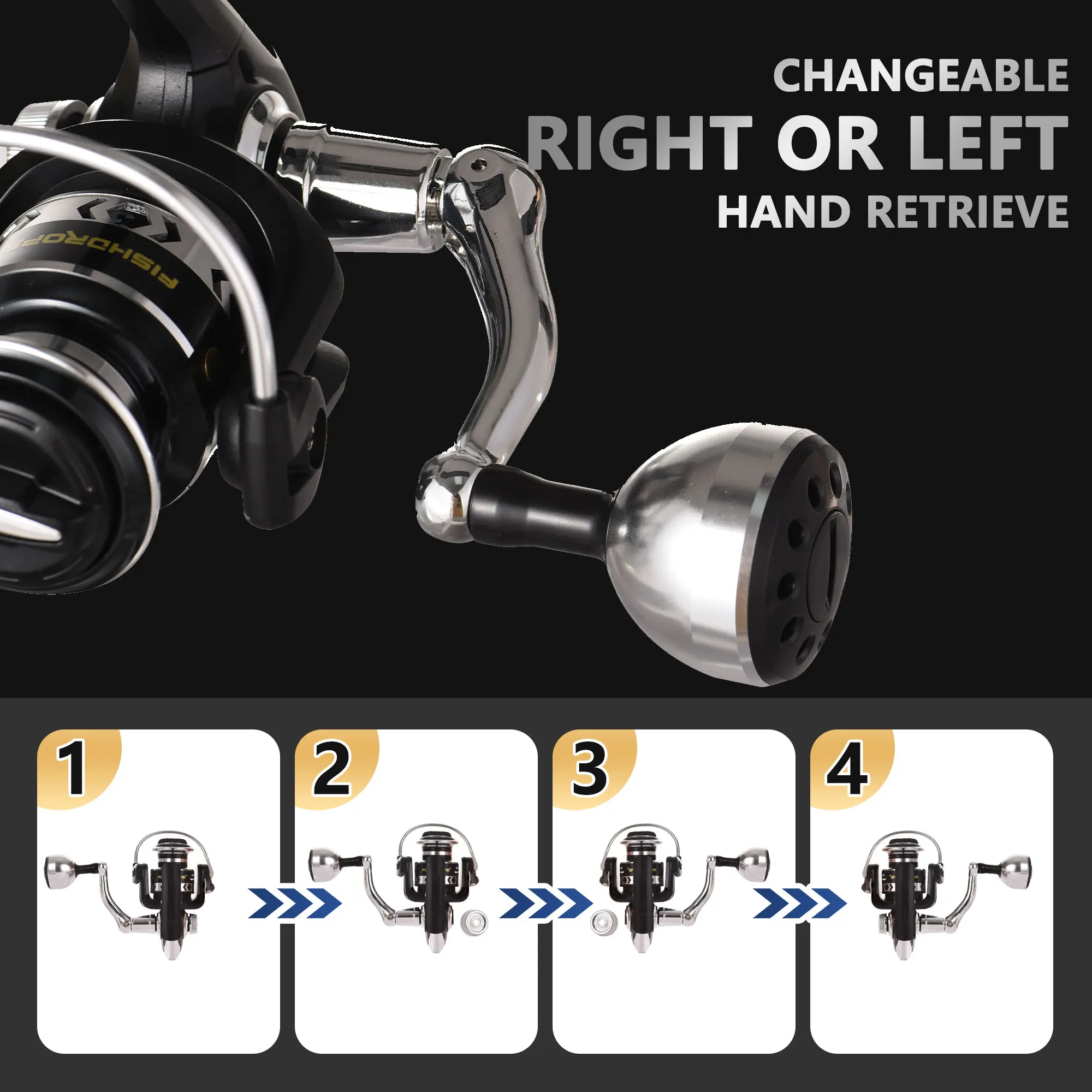 Carretes de pesca giratorios, alta velocidad 5,5: 1, ultrasuaves para pesca en agua dulce y salada - imagen 5