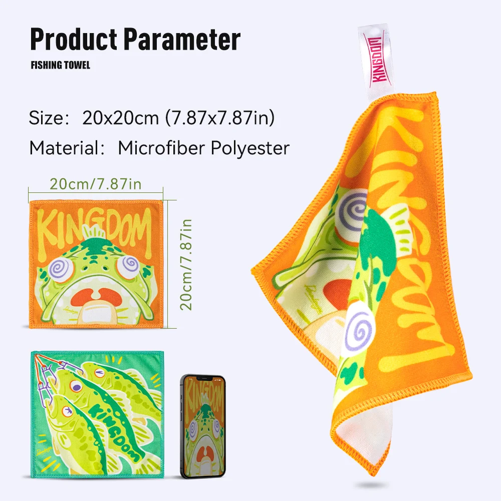 Kingdom-Toalla de pesca de 20x20cm para deportes al aire libre, ropa de pesca absorbente de agua fuerte, toalla suave y cómoda, accesorios de pesca - imagen 2