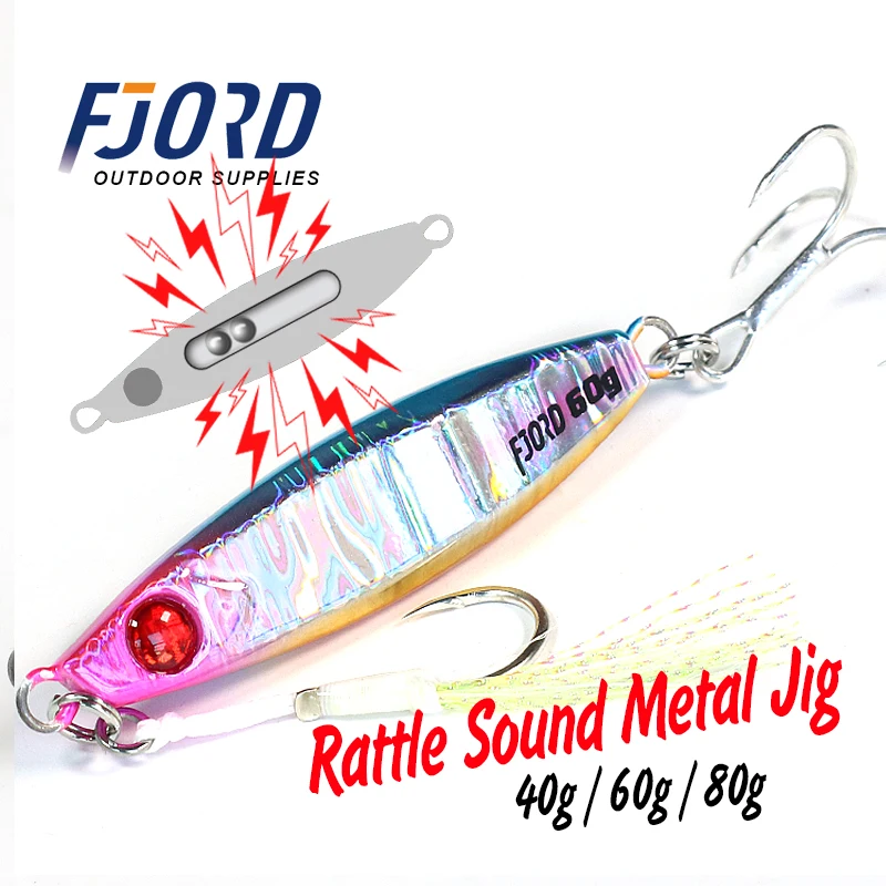FJORD sonajero plantilla de Metal señuelo de pesca 40g 60g 80g luz nocturna Jigging Shore Casting Swimbait nuevo 2023 aparejos de pesca de agua salada de mar