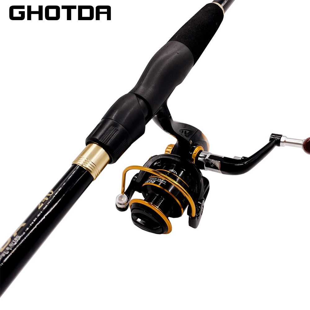 Power Spinning-caña de pescar ultraligera con señuelo telescópico de carbono, juego de caña de pescar con carrete de cebo, peso: 10-30g, 1,6 m-2,4 m - imagen 4