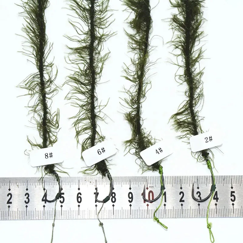 TAKEDO-sedal de pesca de carpa de camuflaje, sin anzuelo de púas, hilo trenzado de hierba, accesorios de aparejos de carpa europeos, 2 # , 4 # , 6 # , 8 # - imagen 4