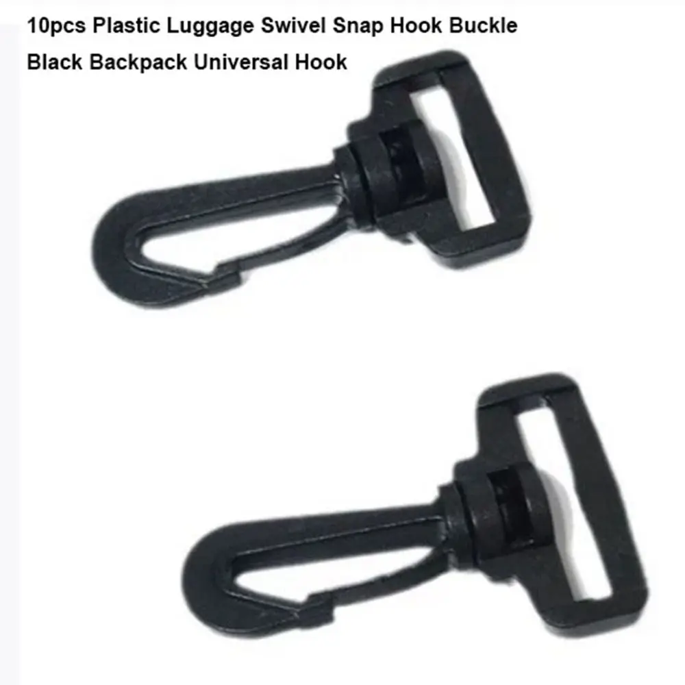 10 Uds. Hebilla de gancho giratorio para equipaje de plástico, mochila negra de 5 tamaños, hebilla de gancho Universal, piezas para deportes al aire libre, accesorios para bolsas - imagen 2