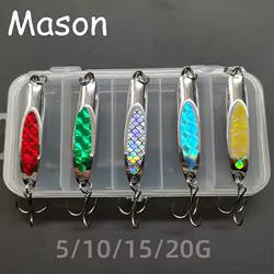 Señuelo giratorio de Metal, juego de cuchara de fundición, latón de agua dulce, 5/10/15/20G, cebo de Metal, trucha, Lucio, lubina, lago, cebo duro giratorio, 5 uds.