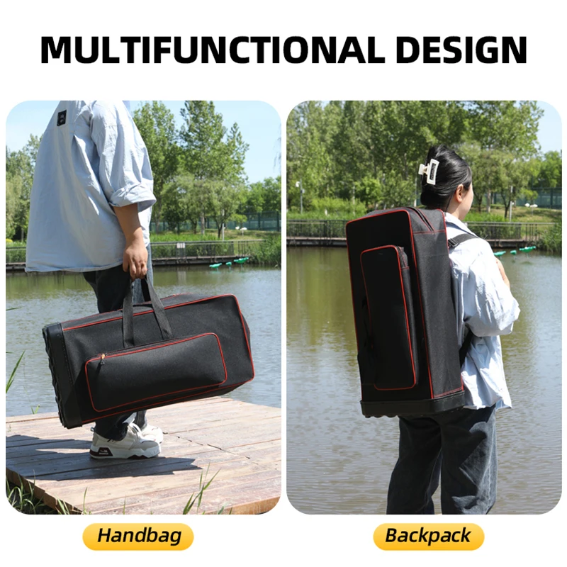 Bolsa de pesca, almacenamiento grande, entrenamiento de viajes al aire libre, senderismo, Camping, mochila, Base de carcasa dura, bolso de equipo de caña multifuncional - imagen 5