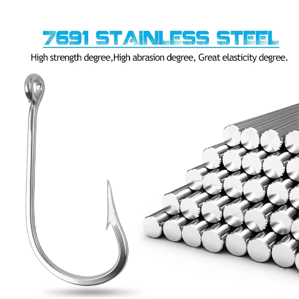 5 uds anzuelos de pesca de acero inoxidable de agua salada anzuelos gigantes grandes de tiburón 7691 anzuelos grandes para atún cocodrilo pesca de gran juego - imagen 4