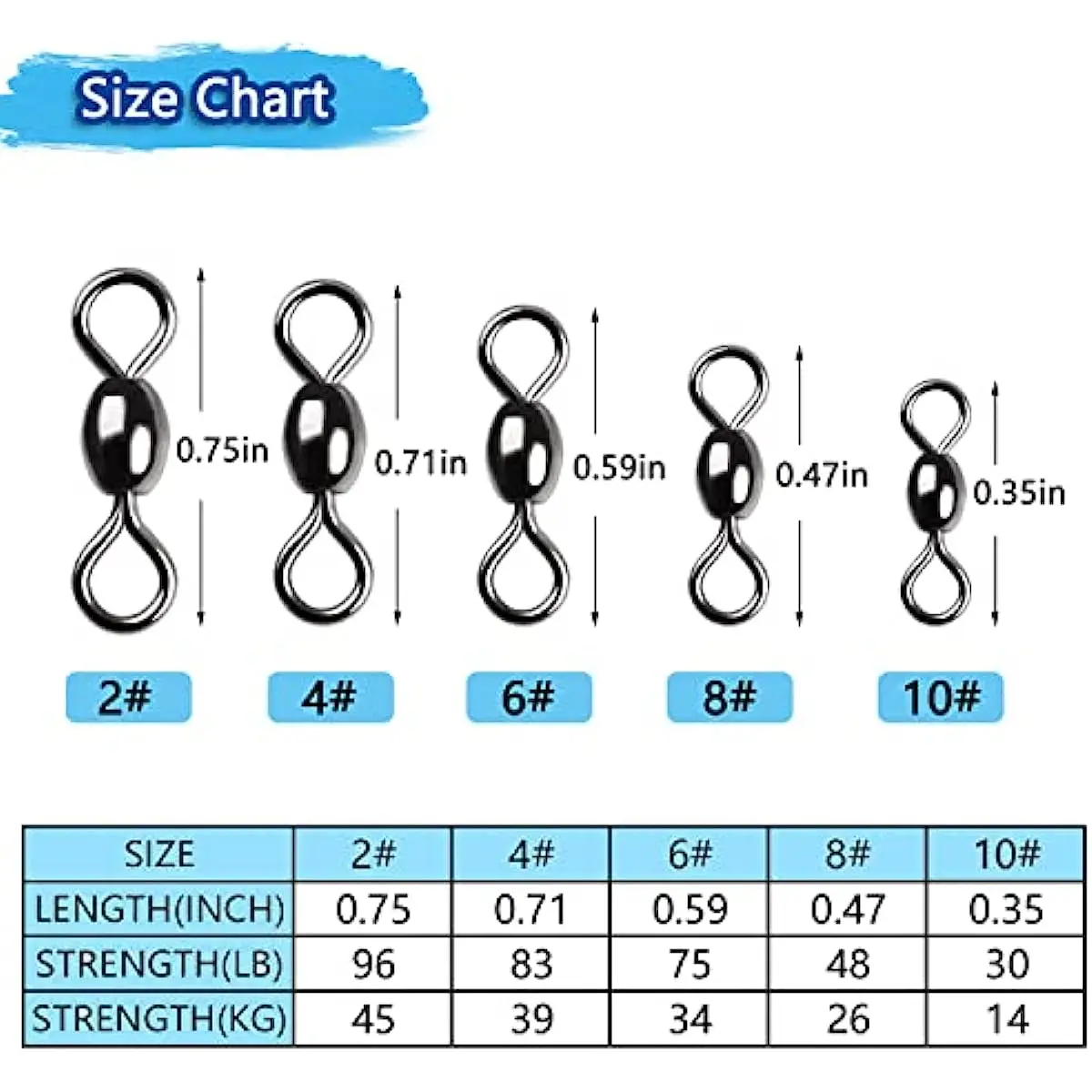 Aparejos de pesca giratorios de barril, 100 piezas, aparejos de pesca de Surf, Conector de pesca giratorio con aparejos de agua dulce de níquel negro - imagen 2