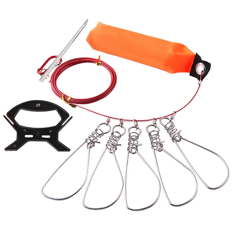 Hebilla de bloqueo de pesca de 5 broches, accesorios de pesca, correa de bloqueo de señuelo de pez vivo flotante, cadena de acero inoxidable de 5M - imagen 2